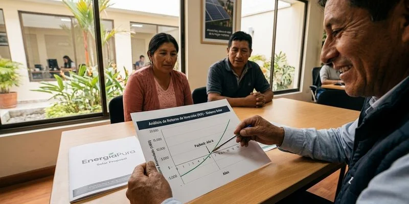 Gráfico de retorno de inversión de paneles solares mostrando punto de equilibrio