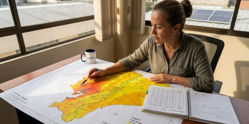 Mapa de radiación solar de Ecuador mostrando diferencias entre Costa y Sierra